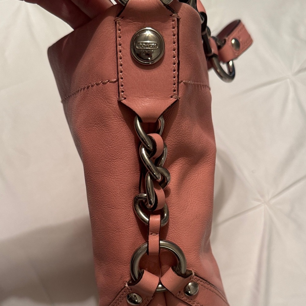 Coach Y2K Pink Leather Carly Shoulder Bag with Metal Accents - Picture 6 of 12